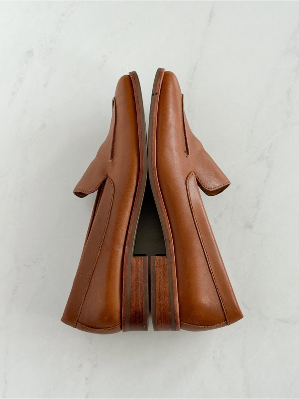 Aerosoles Brown Leather Loafers 7.5 Slip On Flat Classic Minimal - Picture 3 of 9